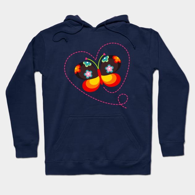 Colorful Butterfly in Heart Shaped Frame Hoodie by RageRabbit